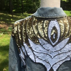 free people sequin embellished jean jacket
